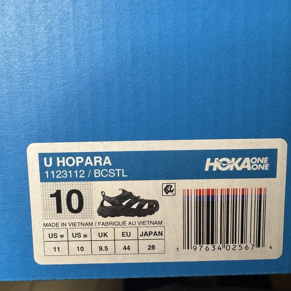 Hoka One One Trainers Men's 10 Women's 11‎ Hopara Black Summer Trail Run Sandals